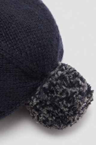 Bonnet jacquard pompon - Bleu marine