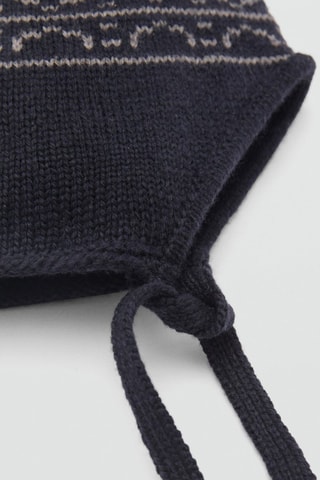 Bonnet jacquard pompon - Bleu marine