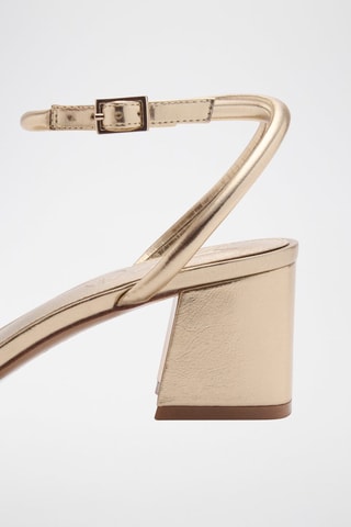 Sandales talon lanières métallisées - Doré