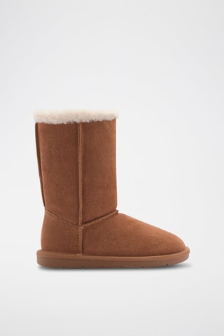 Bottes cuir doublées fausse fourrure - Marron et blanc