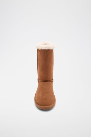 Bottes cuir doublées fausse fourrure - Marron et blanc