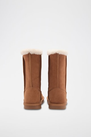 Bottes cuir doublées fausse fourrure - Marron et blanc