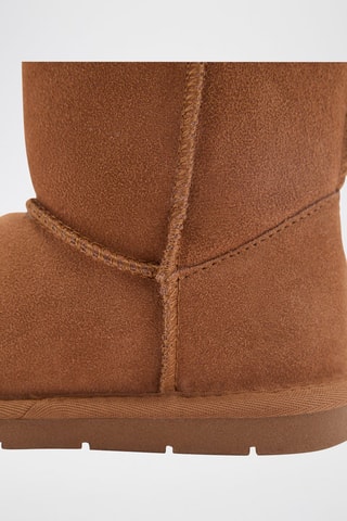 Bottes cuir doublées fausse fourrure - Marron et blanc