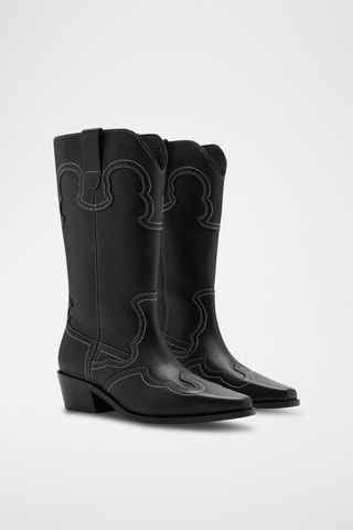 Bottes cowboy cuir - Noir