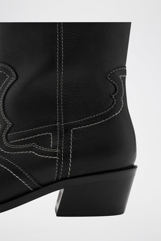 Bottes cowboy cuir - Noir