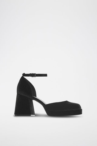 Chaussures à talon velours - Noir
