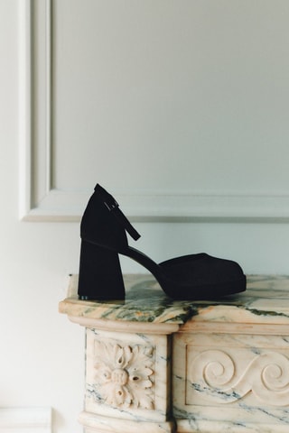 Chaussures à talon velours - Noir