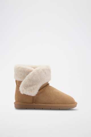 Bottines en cuir et fourrure - Beige