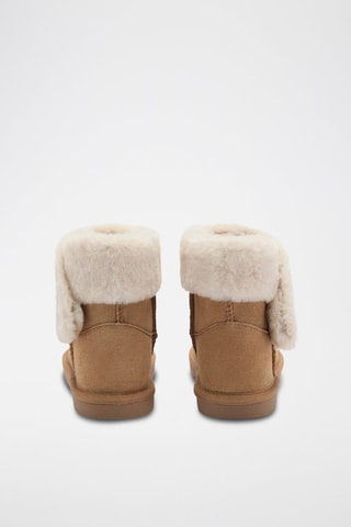 Bottines en cuir et fourrure - Beige