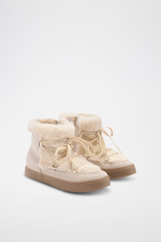 Bottines en cuir et fourrure - Sable
