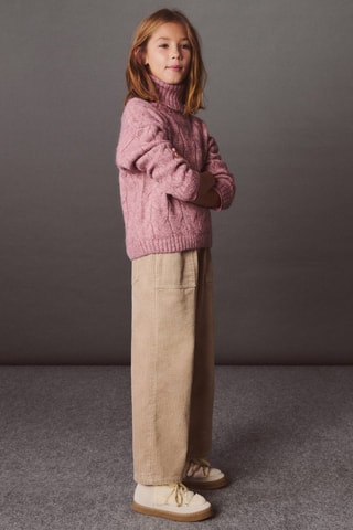 Bottines en cuir et fourrure - Sable