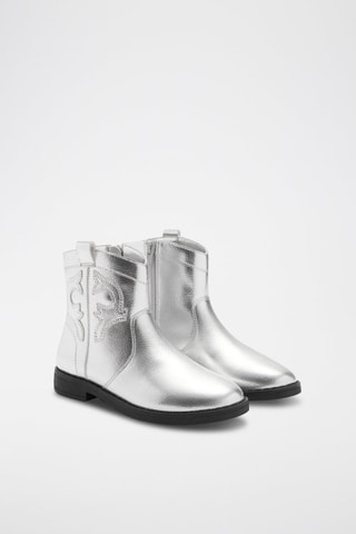 Bottines métallisées zippées - Argenté