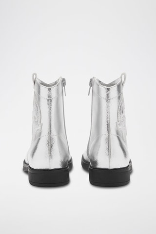 Bottines métallisées zippées - Argenté