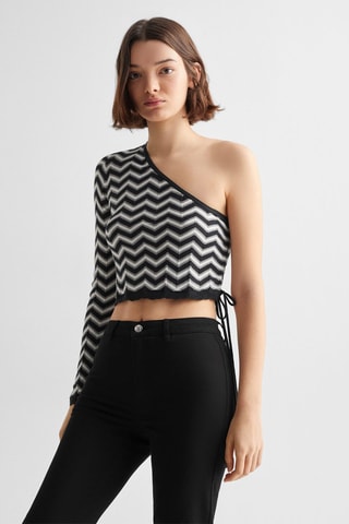 Pull-over maille asymétrique - Noir