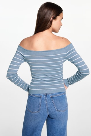 Pull-over col bateau rayures - Bleu