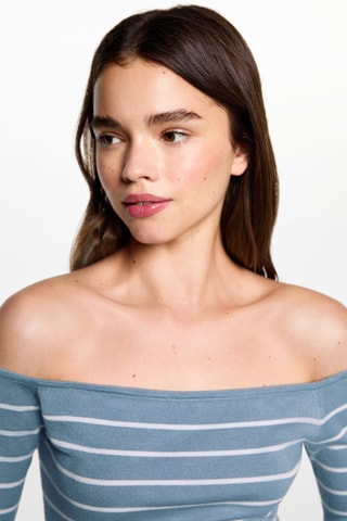 Pull-over col bateau rayures - Bleu