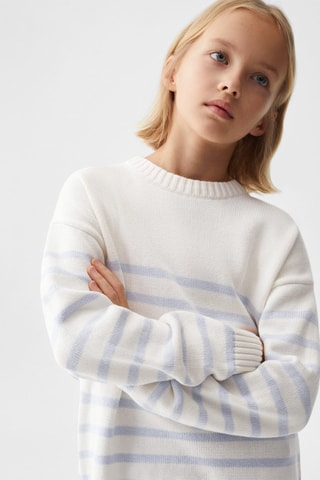 Pull-over à rayures coton - Ciel