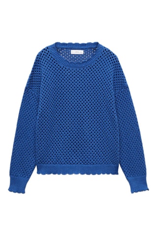 Pull en maille ajourée - Bleu électrique