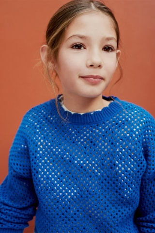 Pull en maille ajourée - Bleu électrique