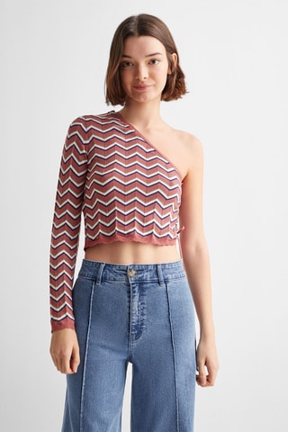 Pull-over maille asymétrique - Rose