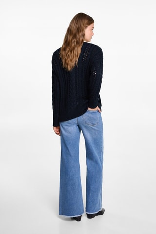 Pull-over maille tressée - Bleu marine