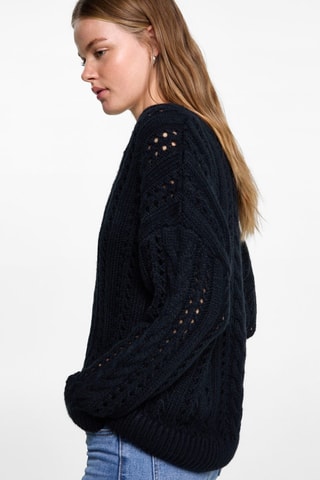 Pull-over maille tressée - Bleu marine