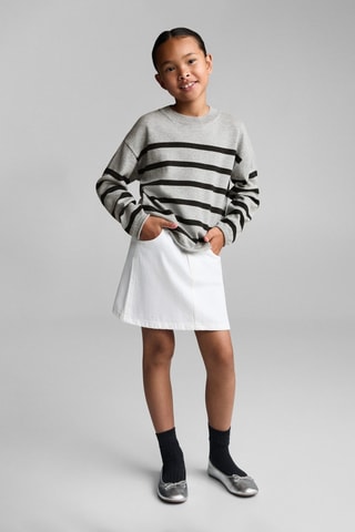 Pull-over côtelé à rayures - Gris chiné