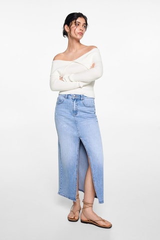 Pull maille épaules dénudées - Blanc cassé