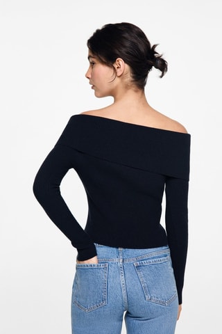 Pull maille épaules dénudées - Bleu marine