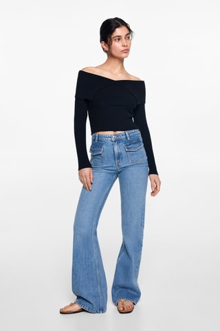 Pull maille épaules dénudées - Bleu marine