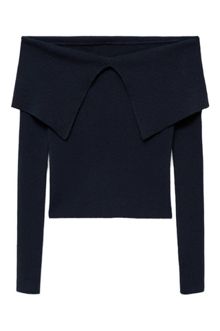 Pull maille épaules dénudées - Bleu marine