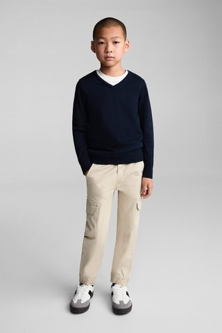 Pull-over jaspé coton - Bleu marine