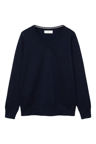Pull-over jaspé coton - Bleu marine