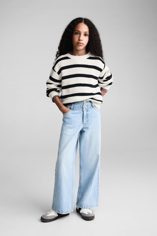 Pull-over en maille à rayures - Blanc cassé