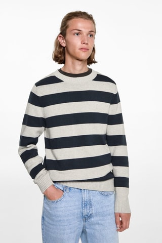 Pull-over en maille à rayures - Bleu marine