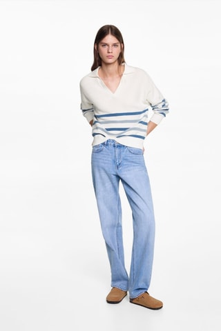 Pull-over en maille à rayures - Blanc cassé