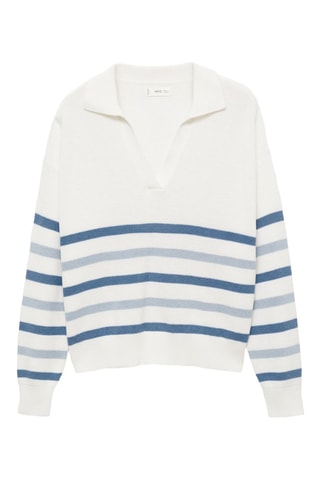 Pull-over en maille à rayures - Blanc cassé