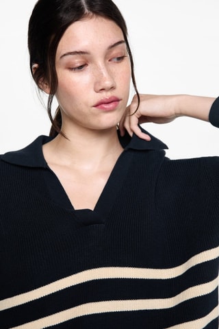 Pull-over en maille à rayures - Bleu marine