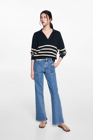 Pull-over en maille à rayures - Bleu marine