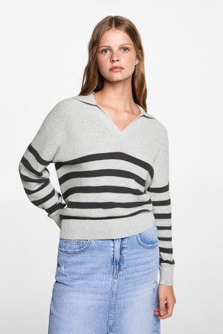 Pull-over en maille à rayures - Gris