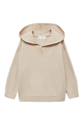 Pull-over maille capuche - Sable