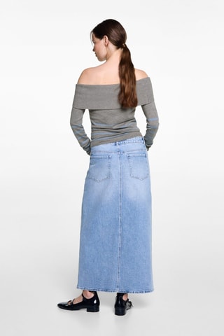 Pull-over rayures épaules dénudées - Gris