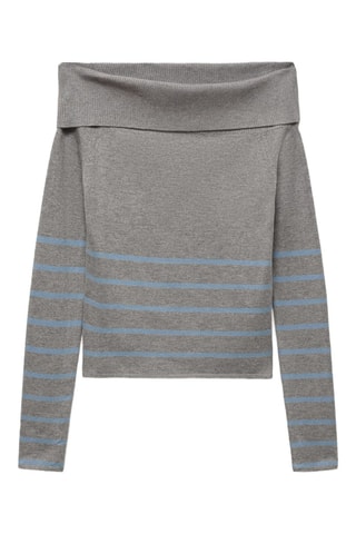 Pull-over rayures épaules dénudées - Gris