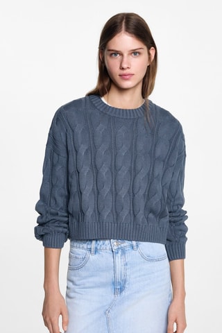 Pull-over maille tressée - Bleu