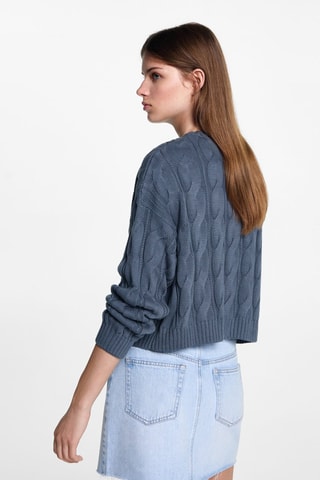 Pull-over maille tressée - Bleu