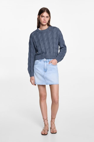 Pull-over maille tressée - Bleu