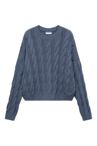 Pull-over maille tressée - Bleu