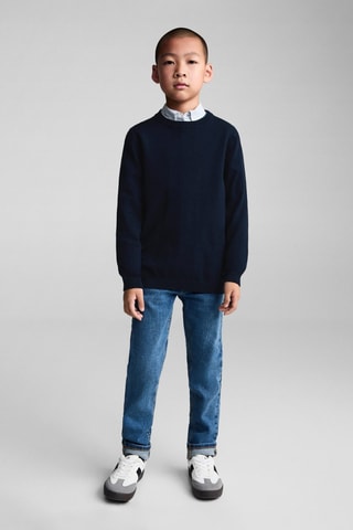 Pull-over jaspé coton - Bleu marine