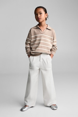 Pull-over rayures col polo - Sable