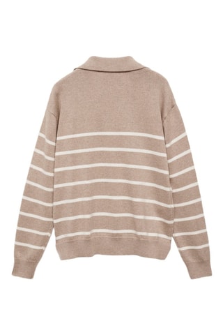Pull-over rayures col polo - Sable